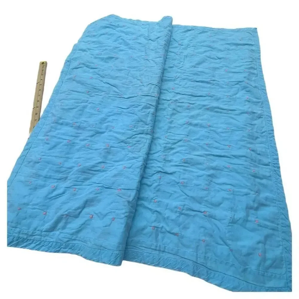 Vintage patchwork with Pom Pom baby blanket 35”X 52”